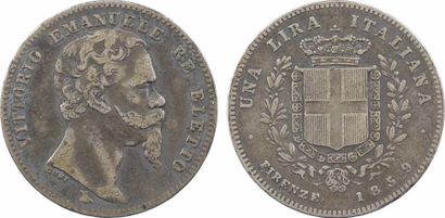 null Italie, Savoie-Sardaigne, Victor-Emmanuel II Roi élu, 1 lire, 1859 Florence

A/VITTORIO...