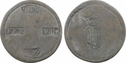 null Espagne, Ferdinand VII, duro de 5 pesetas, faux d'époque, 1809 Tarragone

A/

Dans...