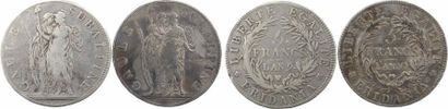 null Italie, Gaule subalpine, lot de 2 x 5 francs, An 9 et An 10 Turin

A/GAULE -...