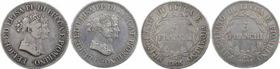null Italie, Lucques et Piombino, lot de 2 x 5 franchi, 1805 Florence

A/FELICE ED...