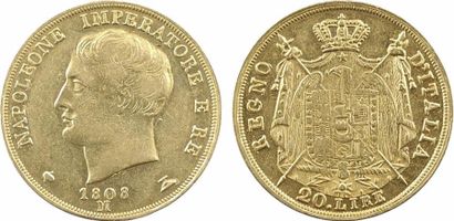 null Italie, Napoléon Ier, 20 lire, 1808 Milan

A/NAPOLEONE IMPERATOR E RE

Tête...