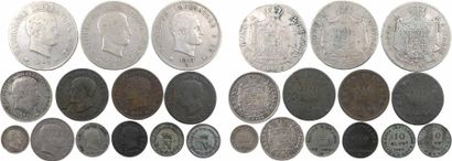 null Italie, Napoléon Ier, lot de 13 divisionnaires en argent et bronze, 1807-1813

TTB

Diam....