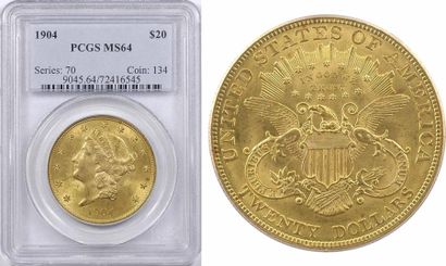 null États-Unis, 20 dollars Liberté, 1904 Philadelphie, PCGS MS64

A/

Tête de la...