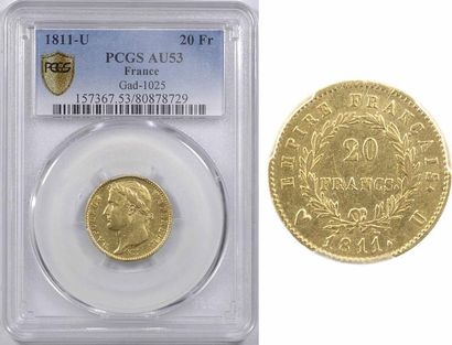 null France, Premier Empire, 20 francs Empire, 1811 Turin, PCGS AU53

A/NAPOLEON...