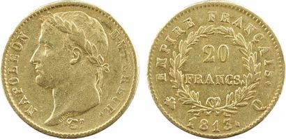 null France, Premier Empire, 20 francs Empire, 1813 Perpignan

A/NAPOLEON - EMPEREUR.

Tête...