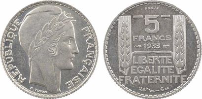 null France, IIIe République, essai de 5 francs Turin aux mesures, 1933 Paris

A/REPUBLIQVE...