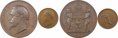 null Second Empire, Exposition universelle de Paris, coffret de 2 médailles, 1867...
