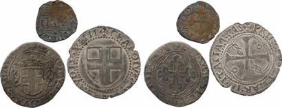 null Savoie (duché de), Charles II, lot de 3 pièces dont parpaiolle 2e type Turin,...