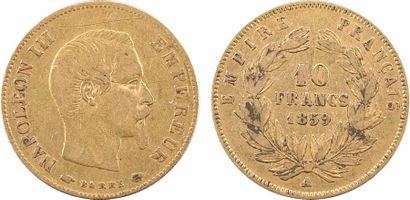 null Second Empire, 10 francs tête nue, grand module, 1859 Paris

A/NAPOLEON III...
