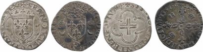 null François Ier et Henri II, lot de 2 douzains, à la croisette (1541-1543) et aux...
