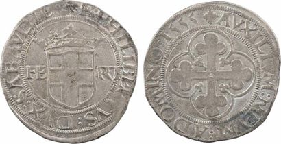 null Savoie (duché de), Emmanuel-Philibert, pièce de 4 gros 1er type, 1555 Verceil

A/+...