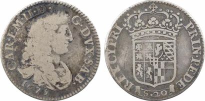 null Savoie (duché de), Charles-Emmanuel II, lire neuve (20 sous), 1675 Turin

A/CAR....