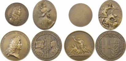 null Savoie, lot de 4 médailles (refrappes), ayant pour thème la Savoie, Paris (corne...