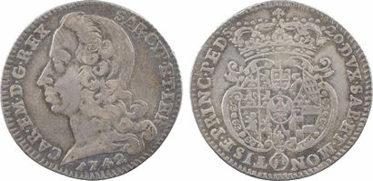 null Savoie (duché de), Charles Emmanuel III, lire 2e type (20 sous), 1742 Turin

A/CAR....