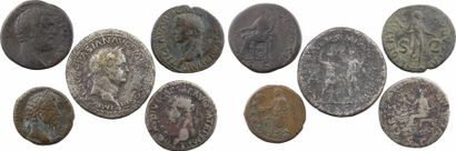 null Vespasien, sesterce, Lyon, 71 ; et 4 bronzes de Claude (2), Marc-Aurèle et Albin,...