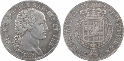 null Italie, Savoie-Sardaigne, Victor-Emmanuel Ier, 5 lire, 1820 Turin

A/VIC. EM....