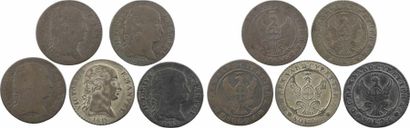 null Italie, Savoie-Sardaigne, Victor-Emmanuel Ier, lot de 5 pièces de 2.6 sol, 1814-1815...