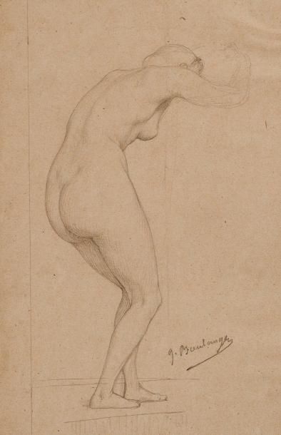 null GUSTAVE BOULANGER (PARIS 1824 – 1888) 

Académie de femme 

Crayon noir 

25,7...