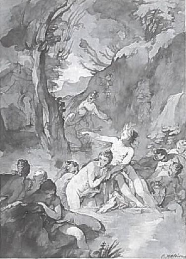 null CHARLES JOSEPH NATOIRE (NIMES 1700 – CASTEL GANDOLFO 1777)Diane au bain surprise...