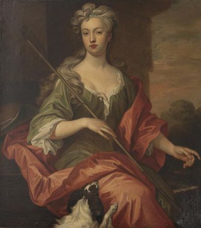 null ATTRIBUE A MICHAEL DAHL (1659 – 1743) 

Portrait de femme en bergère avec un...