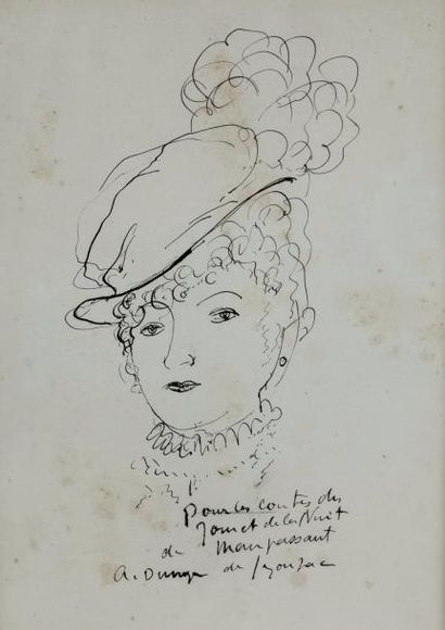 null André DUNOYER 

DE SEGONZAC (1884-1974) 

Femme au chapeau 

Encre titrée «...