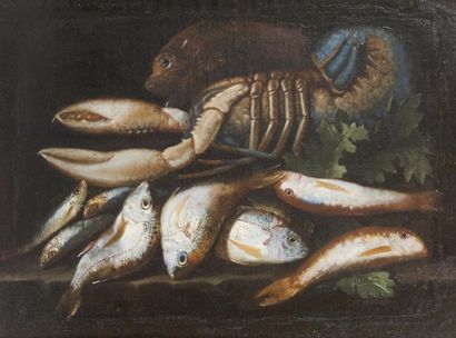 null Ecole FRANCAISE du XVIIIe siècle 

Nature-morte aux poissons et aux homards...