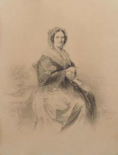 null Paolo MERCURY (1804-1884) 

Portrait de Madame Gabrielle Gérard. 

Crayon sur...