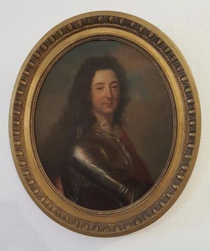 null Ecole vers 1700 "personnage en armure" toile ovale. 

69 x 57 cm (Restaurat...