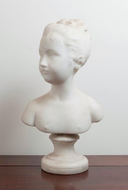 null D’APRES JEAN-ANTOINE HOUDON 

Portrait de Louise Brongniard en buste 

Marbre...