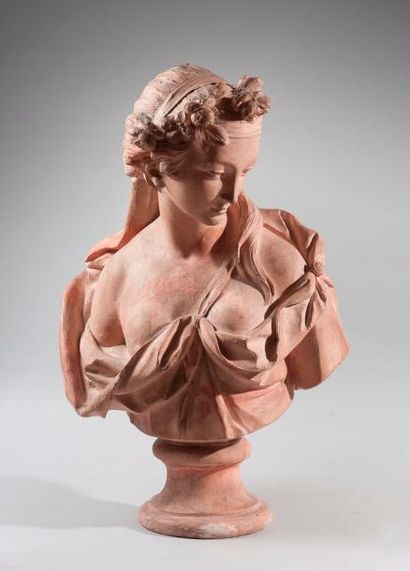 null JOSSE-FRANÇOIS-JOSEPH LE RICHE

(1739-1812) 

Portrait de femme en Flore 

Terre...