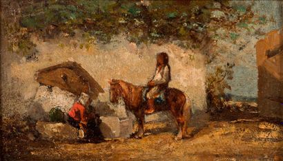 null CHARLES DE TOURNEMINE

(TOULON 1812 – 1872) 

Cavalier abreuvant son cheval...