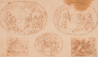 null Lot de deux dessins :

ATTRIBUE A JAMES TORNHILL (1675 – 1734)

Projets de décor...