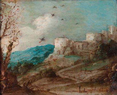 null ATTRIBUE A JAN TILENS (1589-1630) 

Elie ravitaillé par les corbeaux

Cuivre....
