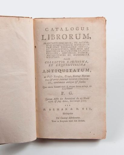 Catalogus librorum… 1 volume in-8, demi-veau...