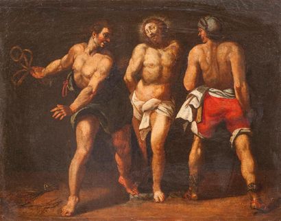 null ECOLE ITALIENNE DU XVIIE 

La flagellation du Christ 

Toile. 

35,5 x 44,5...