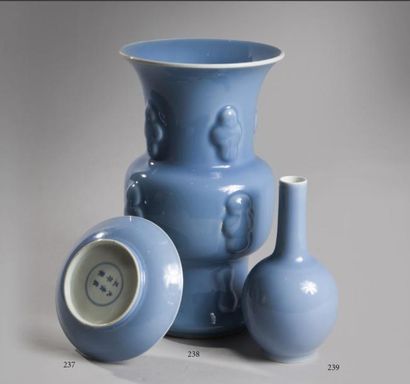 null CHINE, XIXE SIECLE

Petit vase bouteille en porcelaine clair de lune (blue sky).

Haut....