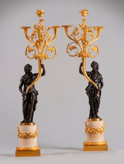 null ATTRIBUEE A FRANÇOIS REMOND

Exceptionnelle paire de grands candélabres en bronze...