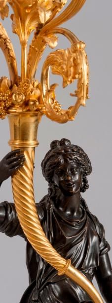 null ATTRIBUEE A FRANÇOIS REMOND

Exceptionnelle paire de grands candélabres en bronze...