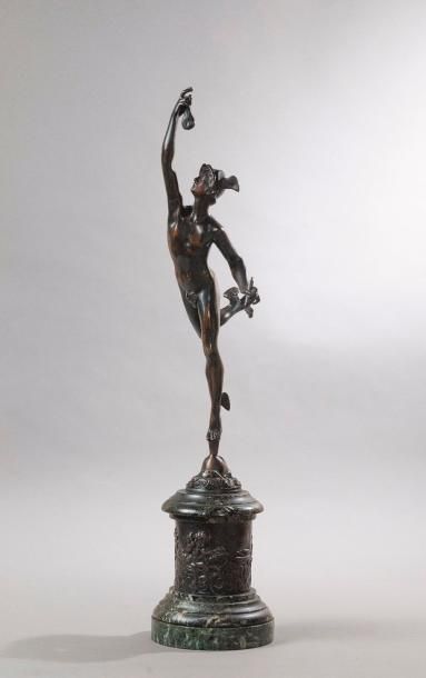 null * D’APRES JEAN DE BOLOGNE 

Mercure 

Epreuve en bronze à patine brune nuancée....