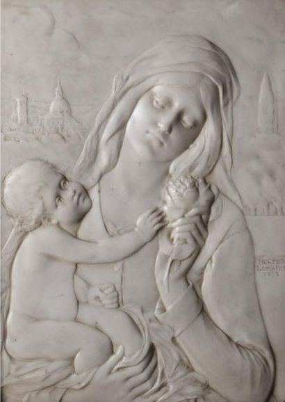 null HECTOR LEMAIRE 

Vierge à l’enfant, sur fond du Duomo de Florence. 

Bas-relief...