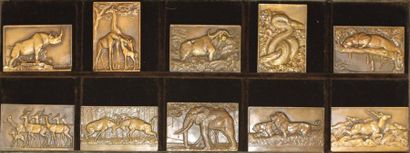 null Thénot (M.) : coffret de 10 plaques, les animaux de la jungle, s.d. (c.1931)...