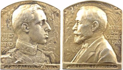 null Espagne, Alphonse XIII, visite du Président Loubet, par Quérol, 1905





A/S.M....