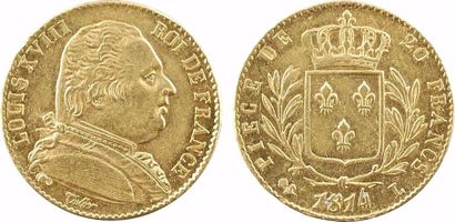 null Louis XVIII, 20 francs buste habillé, grand 4, 1814 Bayonne





A/LOUIS XVIII...