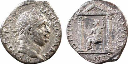Vitellius, denier, Lyon, 69 A/A VITELLIVS IMP GERMAN Tête laurée à droite, le globe...