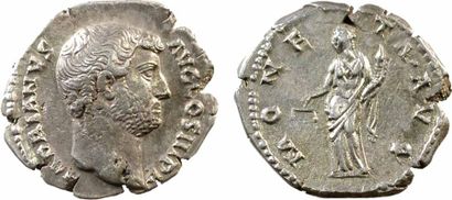Hadrien, denier, Rome, 134-138 A/HADRIANVS AVG COS III P P Tête nue à droite R/MONE-TA...