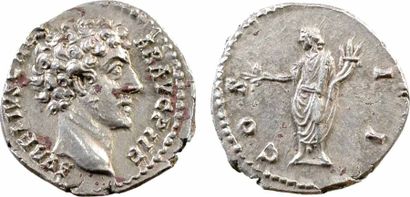 Marc Aurèle César, denier, Rome, 145-147 A/AVRELIVS CAES-AR AVG PII F Tête nue à...