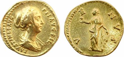 Faustine Jeune, aureus, Rome, 161-176 A/FAVSTINAE AVG PII AVG FIL Buste drapé à droite,...