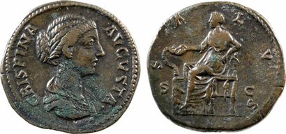 Crispine, sesterce, Rome, 180-183 A/CRISPINA AVGVSTA Buste drapé à droite, vu de...