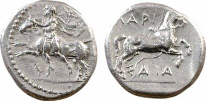 Thessalie, drachme, Larissa, c.440-400 av. J.-C. A/Anépigraphe Un jeune homme nu,...