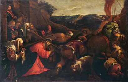 Leandro BASSANO (Bassano del Grappa 1557 - Venise 1622) Le Christ portant sa croix...